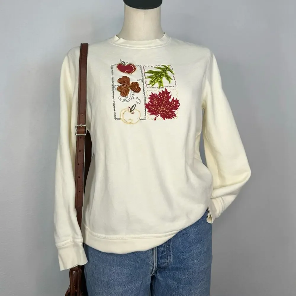 Vintage Fall Crewneck Sweatshirt Apples & Leaves Size Small - Picture 1 of 7